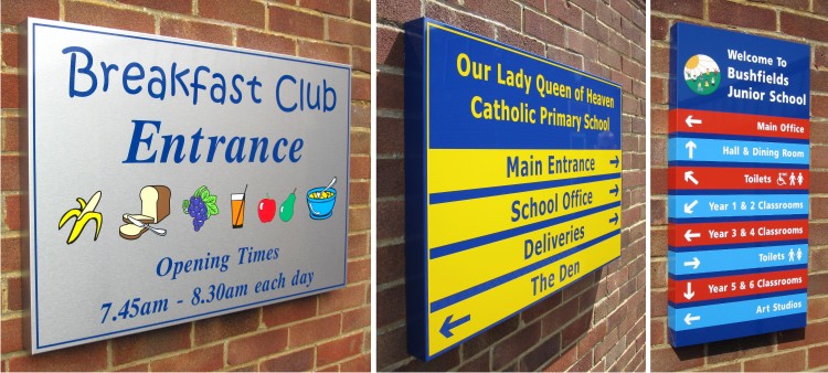 wall mounted box tray school signs